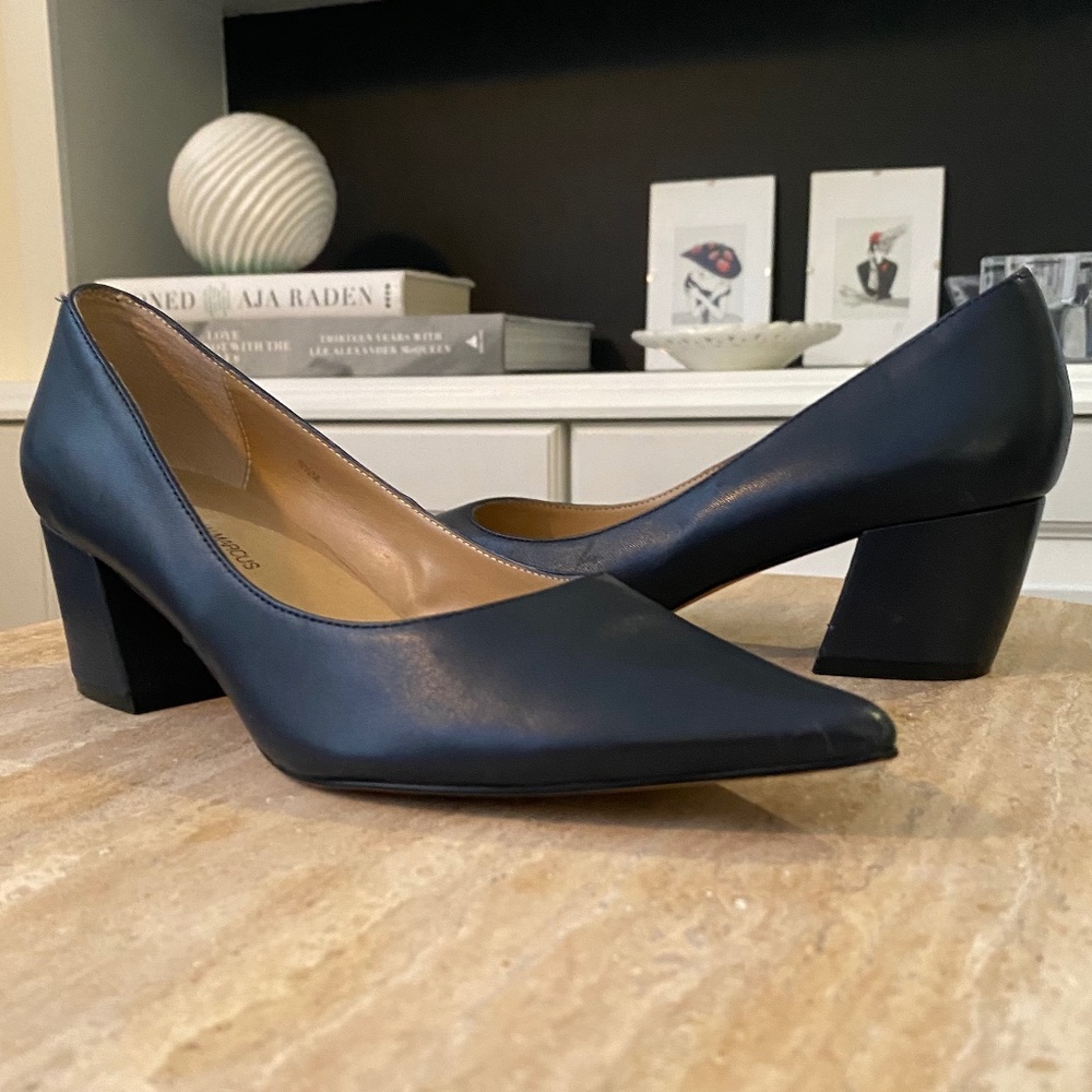 Blue Block Heels with Pointed Toe - Size 6.5 - NWOT